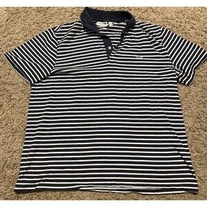 Men’s Lacoste Polo Shirt Navy Blue and White Stripes Size XXL Slim Fit